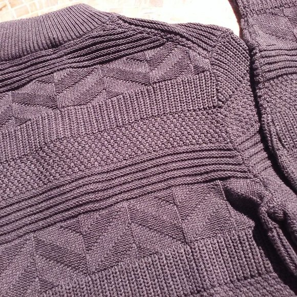 Y2K Tasso Elba Textured Knit Sweater Unisex Men's -S Ribbed Mock Neck Zip Grey - Picture 11 of 11